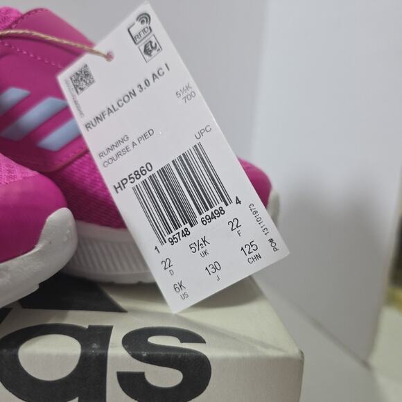 Adidas Run Falcon 3.0 Fuscia Kid's Toddler Shoes Size 6k New In Box - Picture 3 of 5